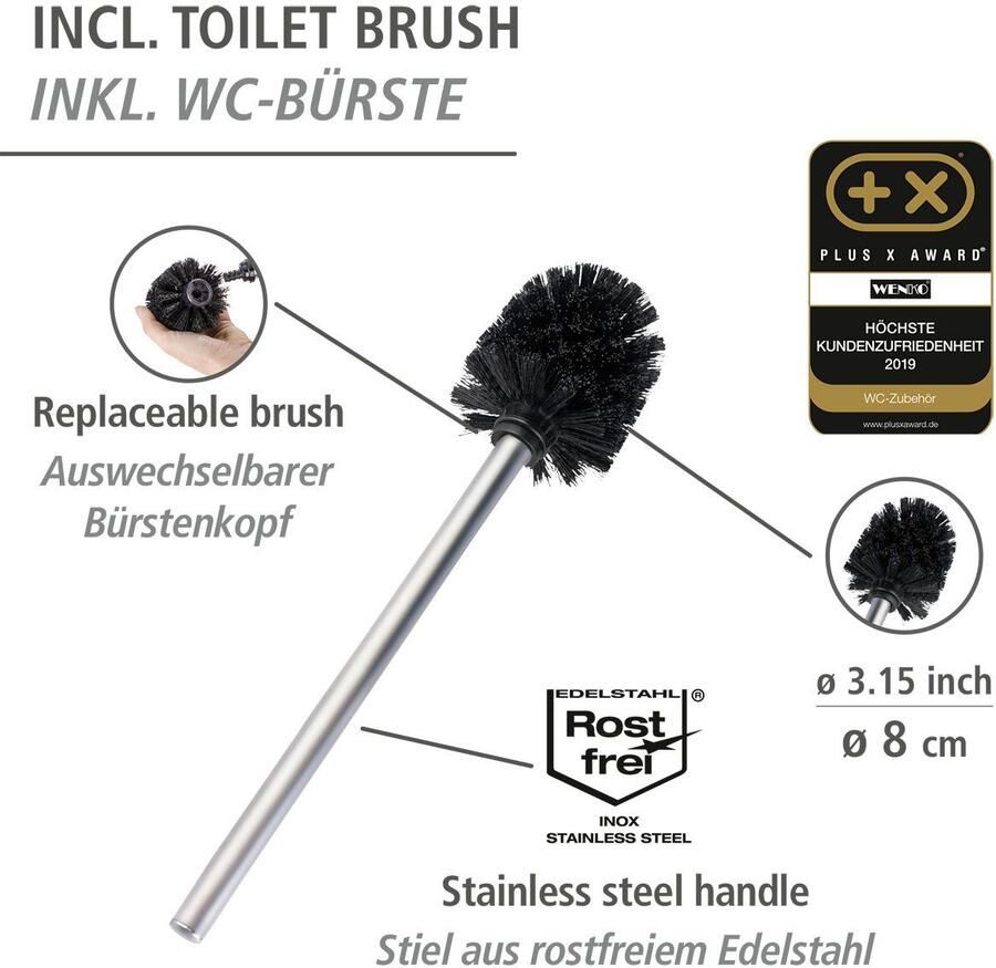 Wenko Toiletset Rivalta edelstaal met toiletpapier- en voorraadrollenhouder - Foto 2