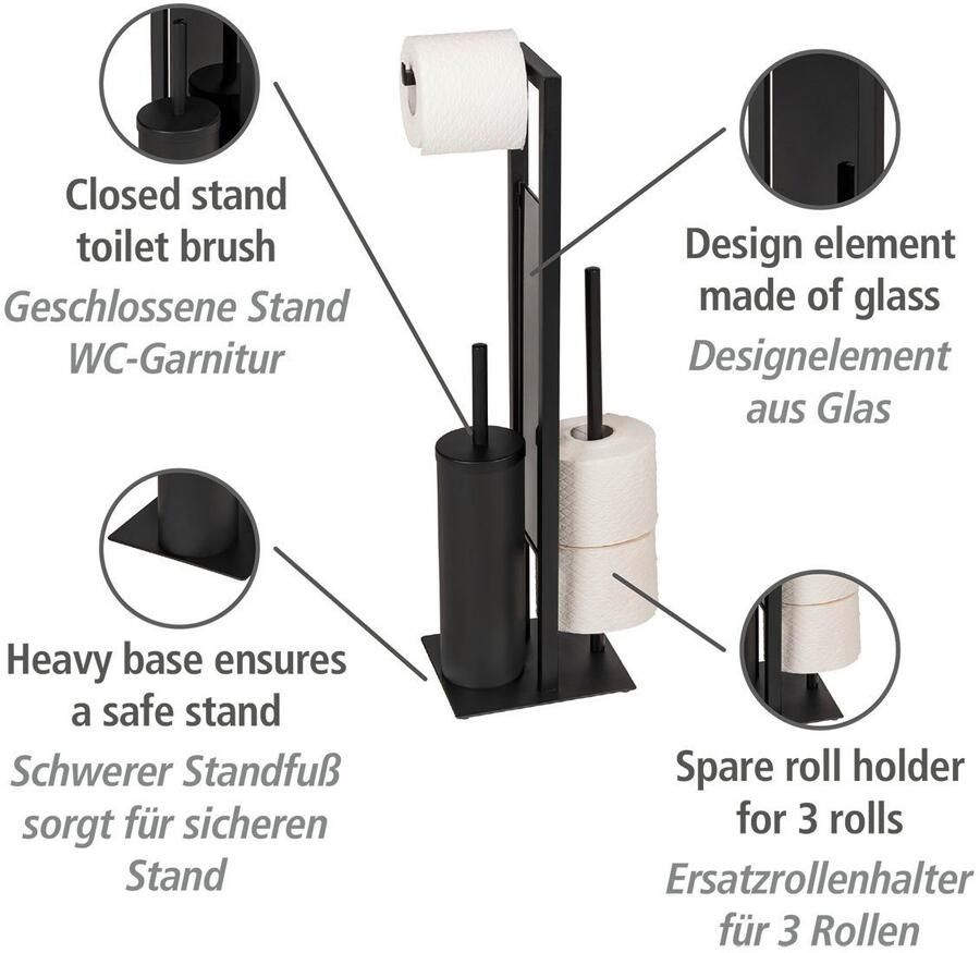 Wenko Toiletset Rivalta zwart 3 in 1 staande set - Foto 2