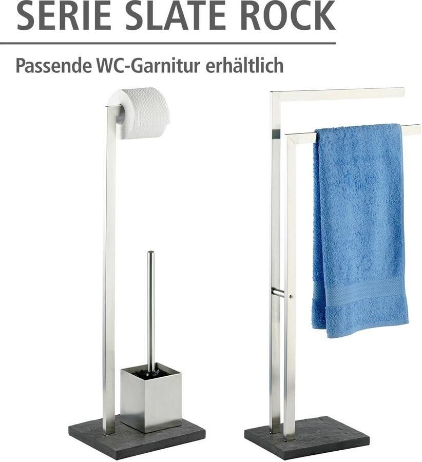 Wenko Handdoekenrek Slate rok met 2 armen staande kapstok edelstaal roestvrij - Foto 2