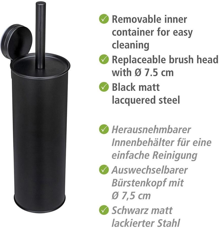 Wenko Toiletset Static-Loc Modell Plus Pavia gesloten wc-borstelhouder voor wandmontage zonder boren - Foto 4