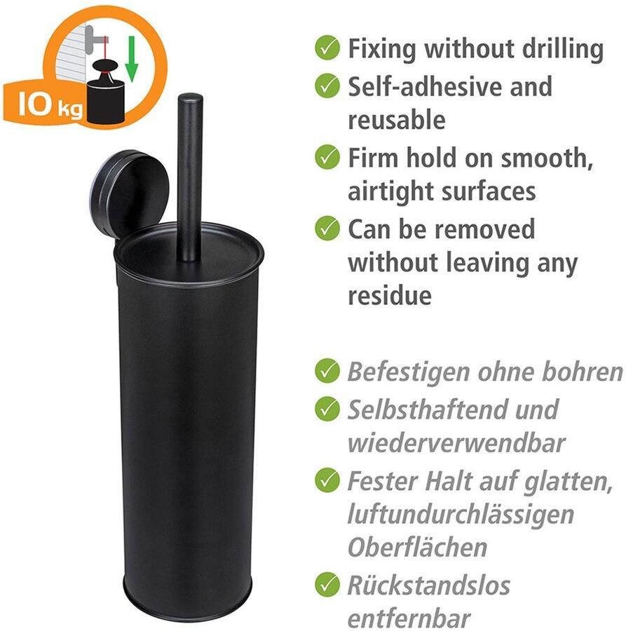 Wenko Toiletset Static-Loc Modell Plus Pavia gesloten wc-borstelhouder voor wandmontage zonder boren - Foto 2