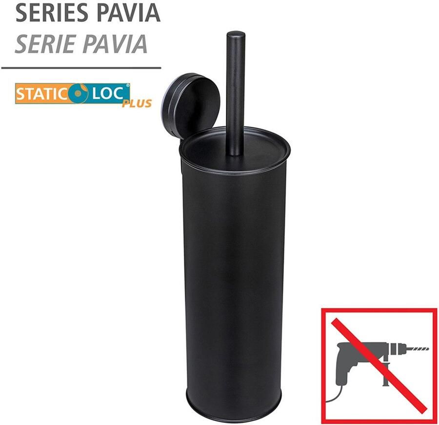 Wenko Toiletset Static-Loc Modell Plus Pavia gesloten wc-borstelhouder voor wandmontage zonder boren - Foto 3