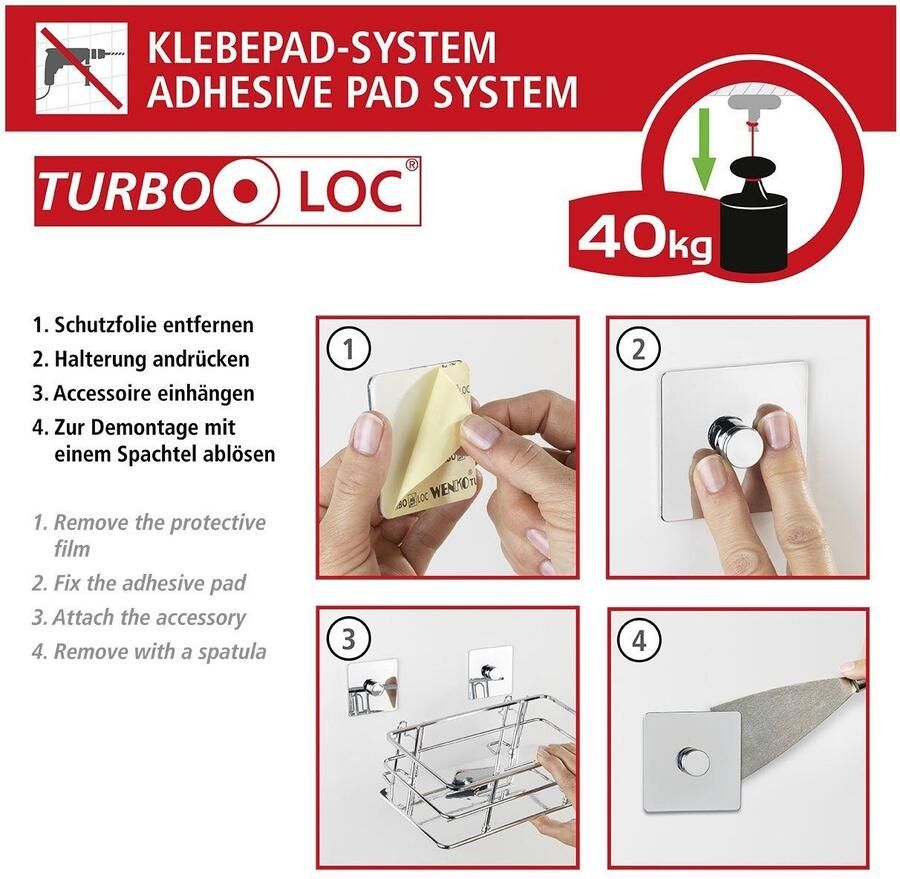 Wenko Toiletset Turbo-Loc Carpino wit bevestigen zonder boren