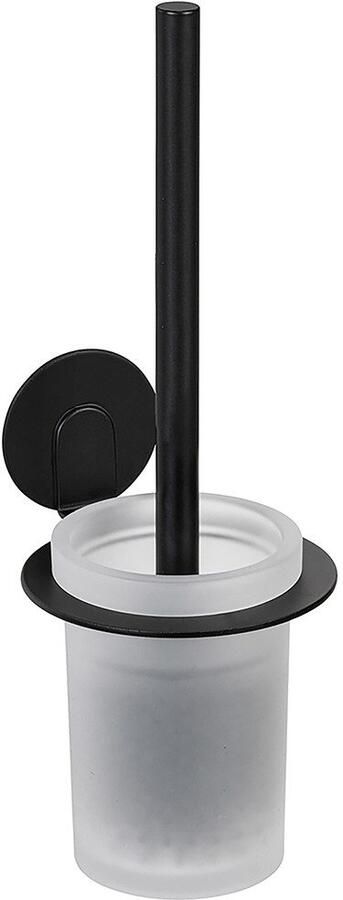 Wenko Toiletset Turbo-Loc model Bivio Muurhouder van aluminium zonder boren inzet van glas met toiletborstel - Foto 6