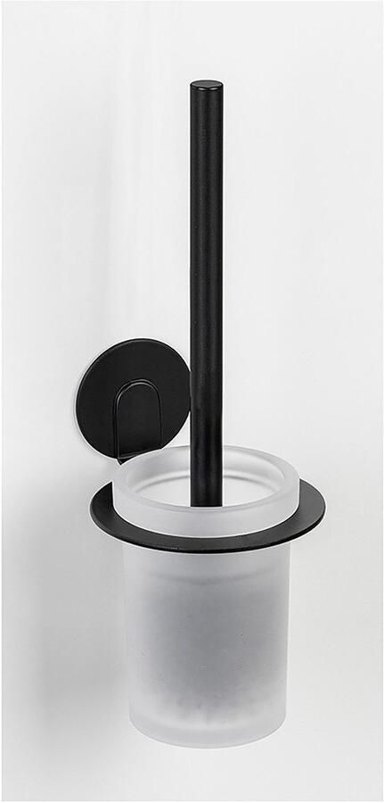 Wenko Toiletset Turbo-Loc model Bivio Muurhouder van aluminium zonder boren inzet van glas met toiletborstel - Foto 4