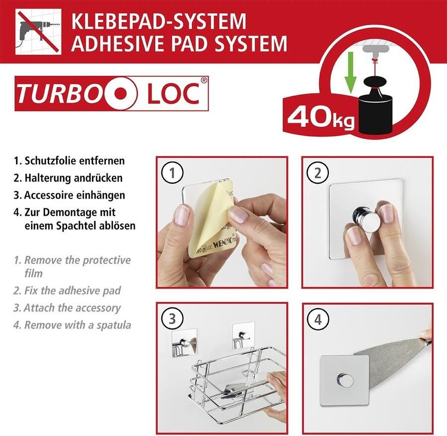 Wenko Toiletrolhouder Turbo-Loc Quadro (1 stuk)