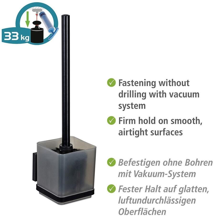 Wenko Toiletset Vacuum-Loc model Quadro WC-borstelhouder met toiletborstel voor wandbevestiging zonder boren
