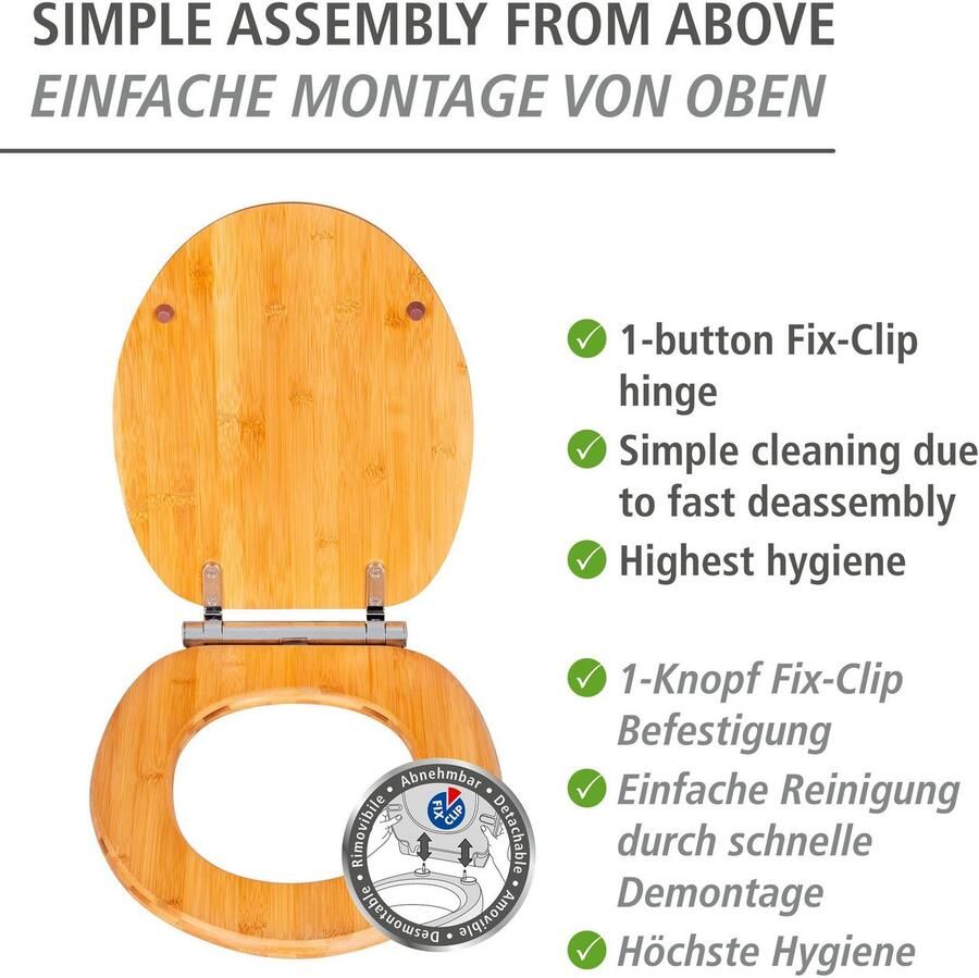 Wenko Toiletzitting Bambusa uit bamboe met afschakelautomaat vochtbestendig