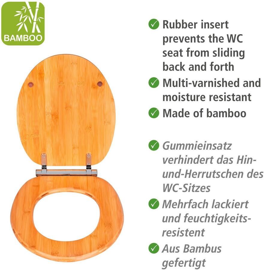 Wenko Toiletzitting Bambusa uit bamboe met afschakelautomaat vochtbestendig - Foto 2