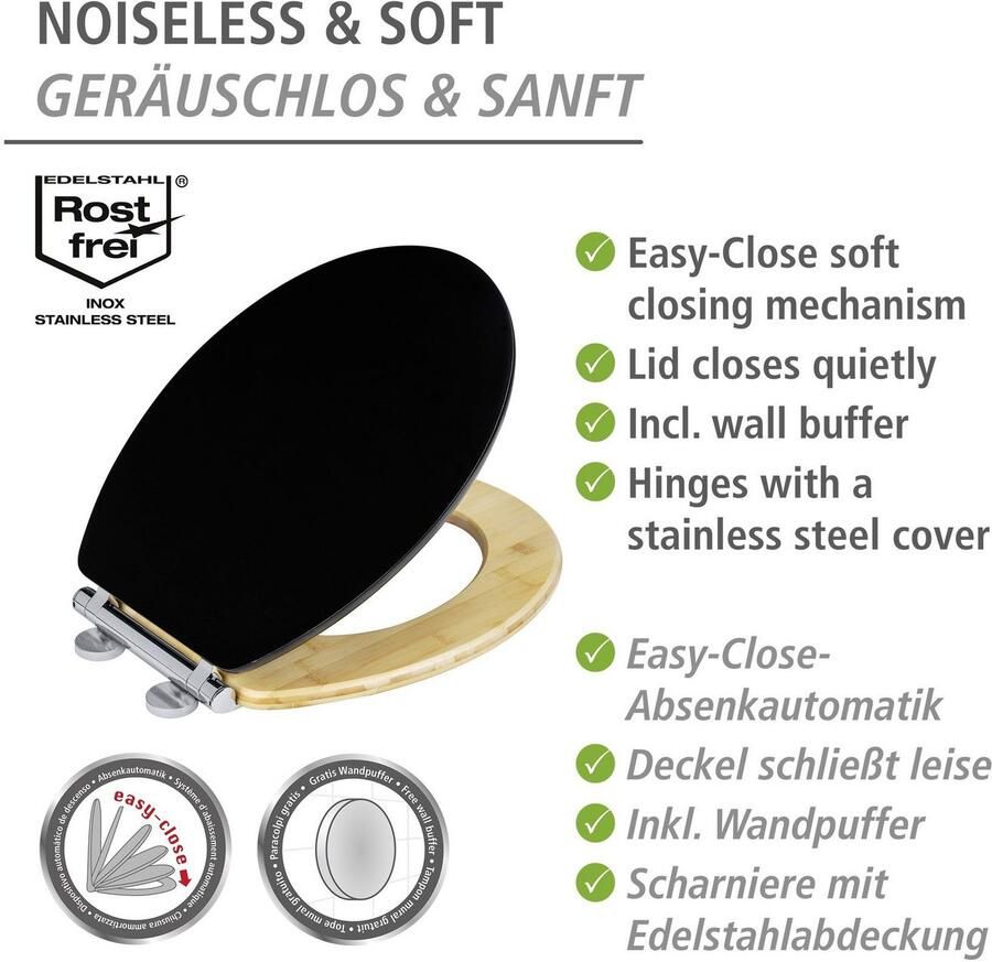 Wenko Toiletzitting Bambusa van mdf en bamboe met afdaalautomatiek - Foto 3