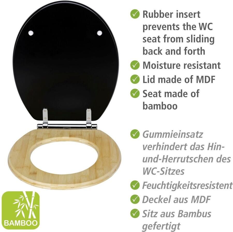 Wenko Toiletzitting Bambusa van mdf en bamboe met afdaalautomatiek