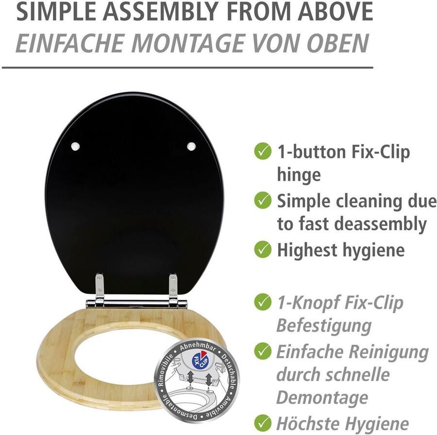 Wenko Toiletzitting Bambusa van mdf en bamboe met afdaalautomatiek - Foto 2