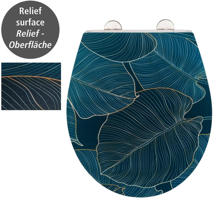 Wenko Toiletzitting Big Leaves met reliëf van antibacteriële duroplast - Foto 4