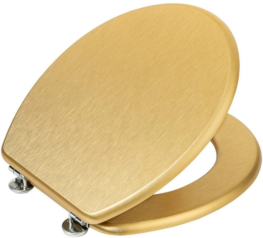 Wenko Toiletzitting Model Aldeno van mdf met roestvrijstalen bevestiging geschikt voor spoelkast