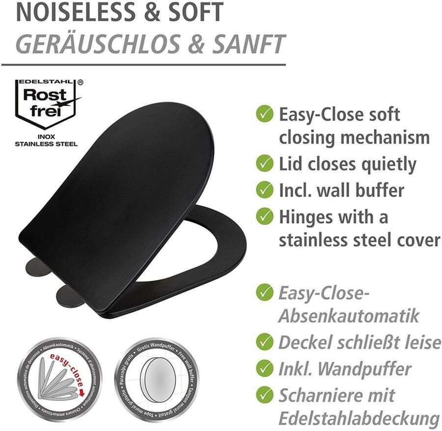 Wenko Toiletzitting Model Galati van duroplast ultraflauw d-vorm met afdaalautomatiek - Foto 4