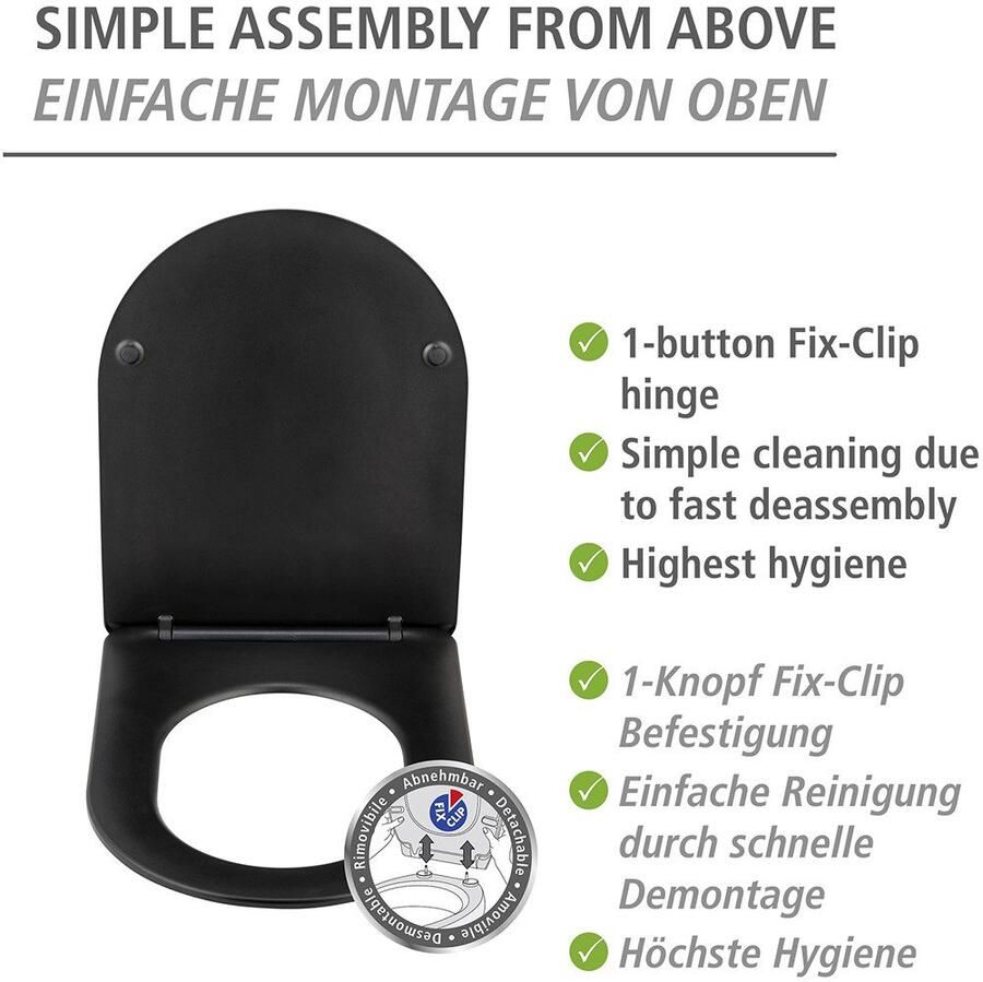 Wenko Toiletzitting Model Galati van duroplast ultraflauw d-vorm met afdaalautomatiek