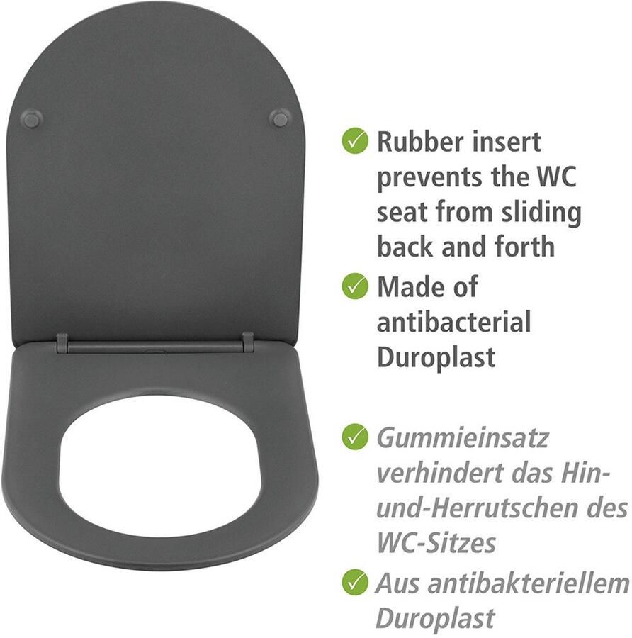 Wenko Toiletzitting Model Galati van duroplast ultraflauw d-vorm met afdaalautomatiek - Foto 3