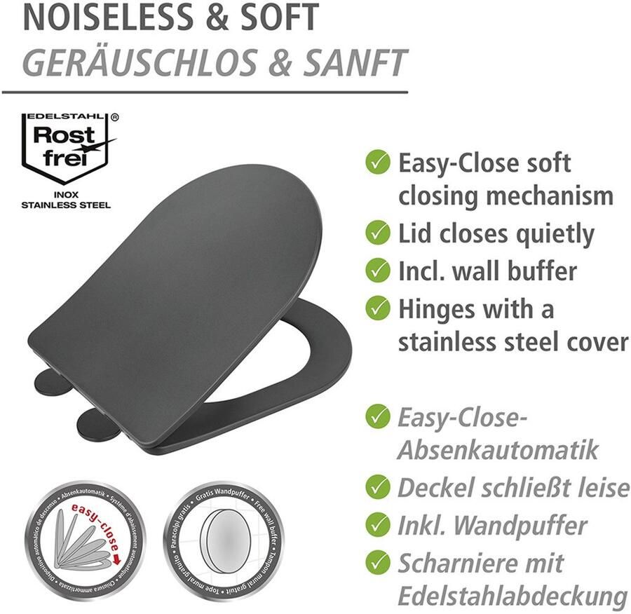 Wenko Toiletzitting Model Galati van duroplast ultraflauw d-vorm met afdaalautomatiek - Foto 4