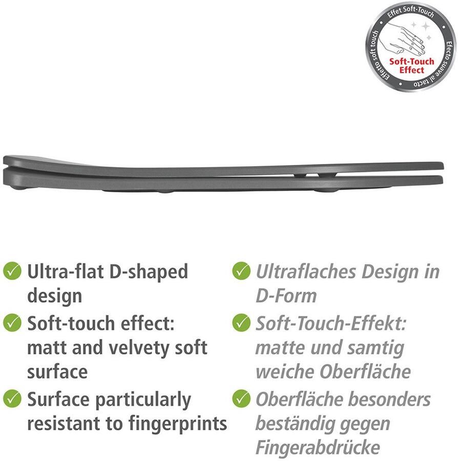 Wenko Toiletzitting Model Galati van duroplast ultraflauw d-vorm met afdaalautomatiek - Foto 2