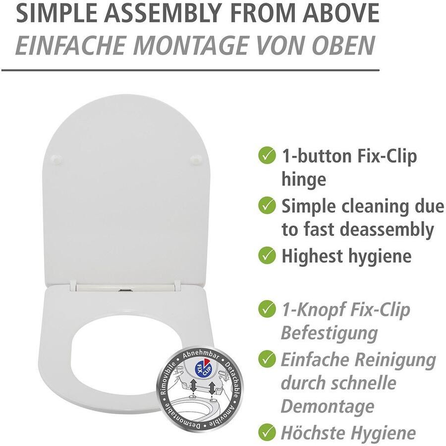 Wenko Toiletzitting Model Galati van duroplast ultraflauw d-vorm met afdaalautomatiek