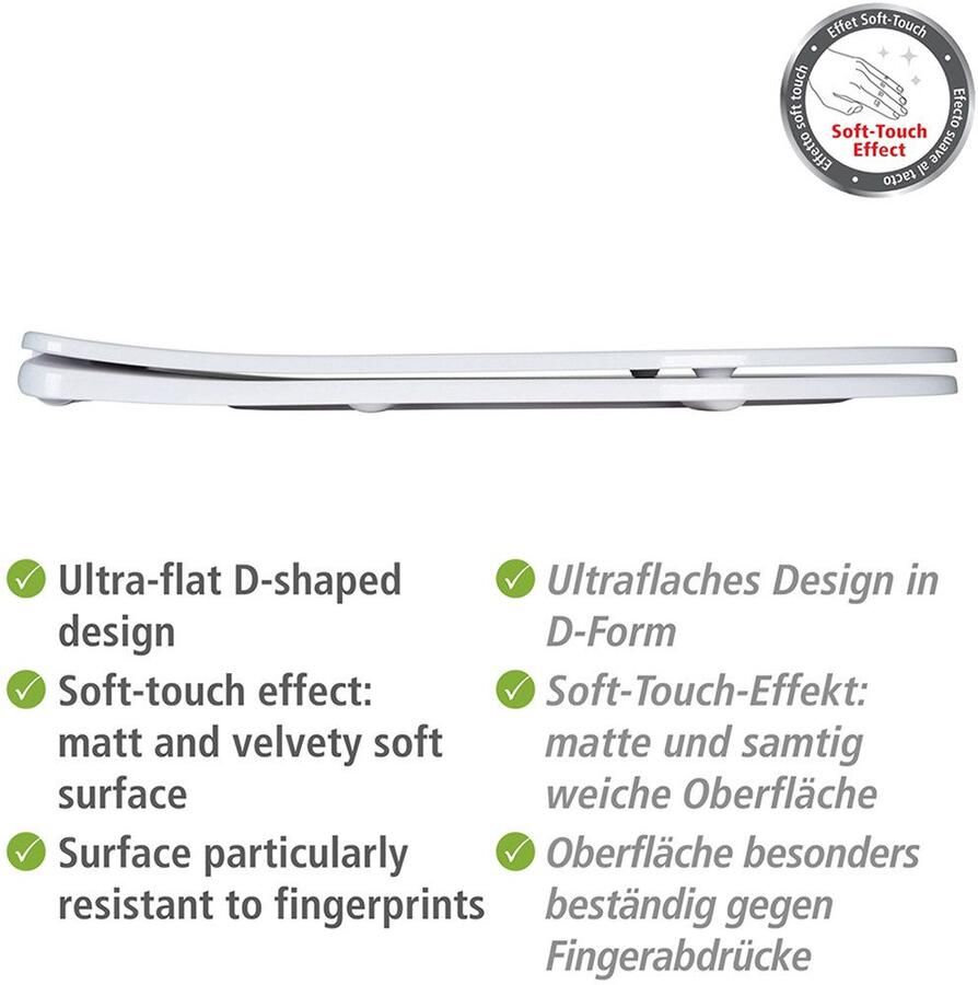 Wenko Toiletzitting Model Galati van duroplast ultraflauw d-vorm met afdaalautomatiek - Foto 3