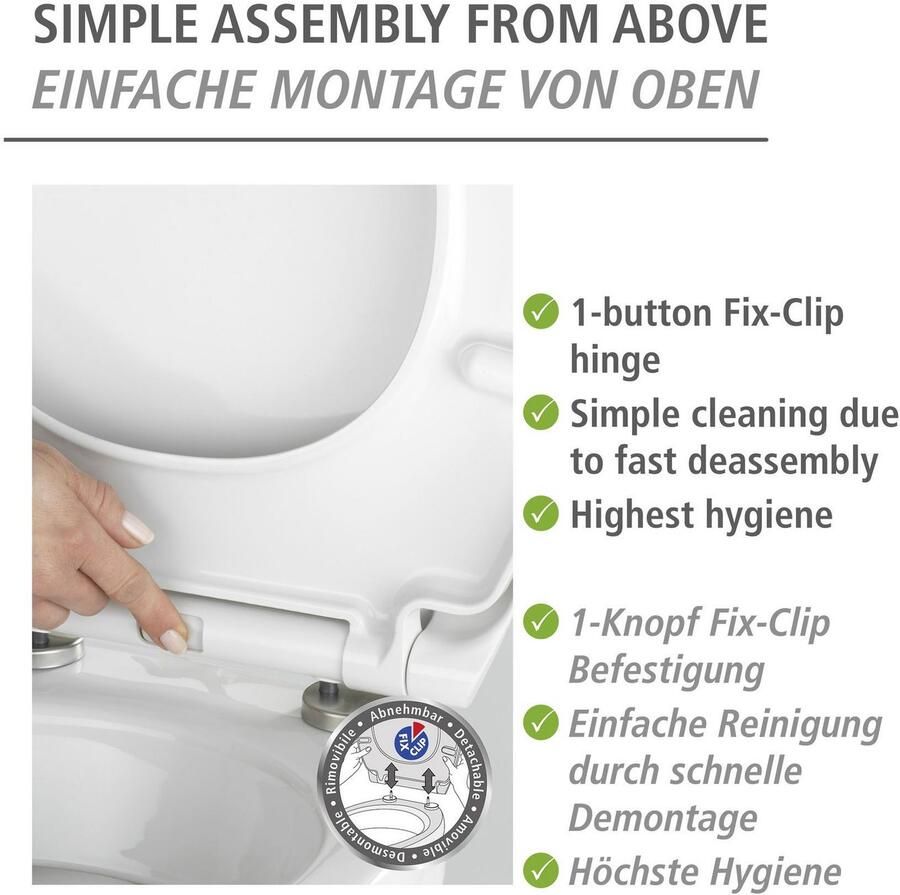 Wenko Toiletzitting Slate rok met reliëf van antibacteriële duroplast - Foto 2