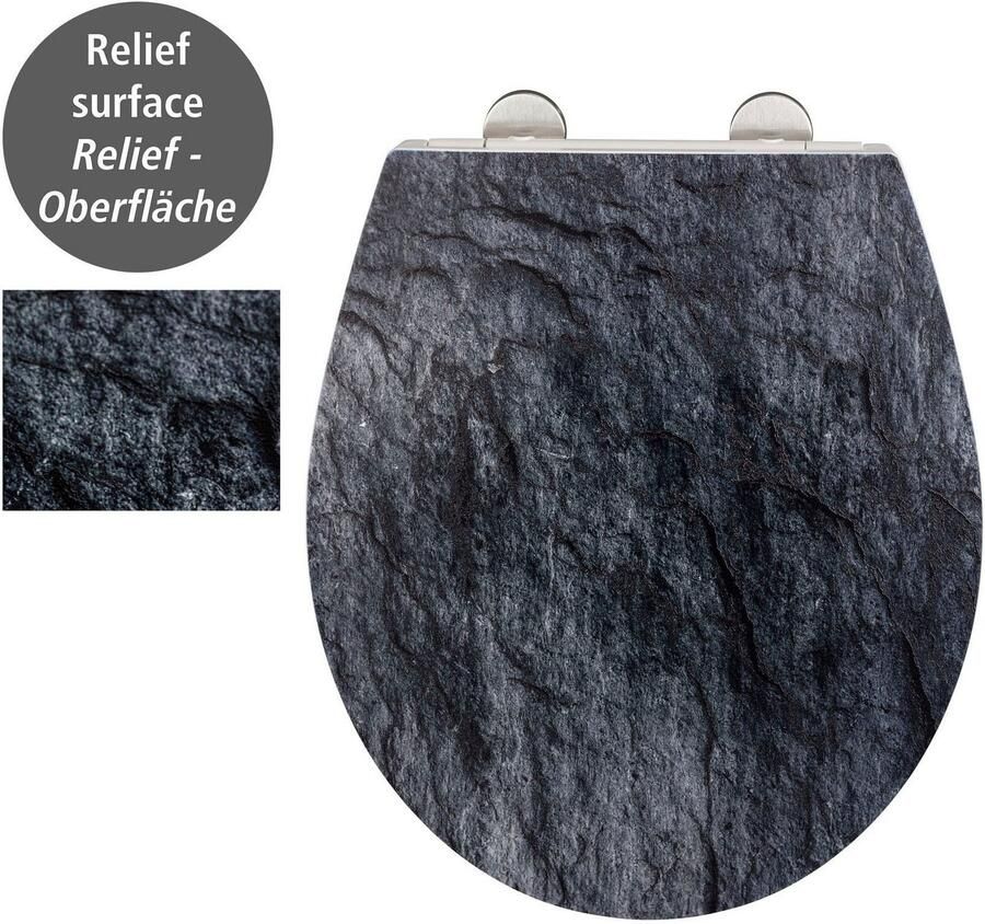 Wenko Toiletzitting Slate rok met reliëf van antibacteriële duroplast - Foto 5