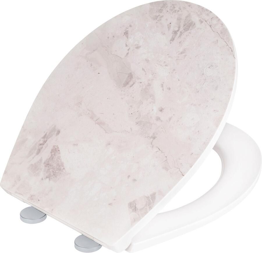 Wenko Toiletzitting White Marble met reliëf van antibacteriële duroplast - Foto 2