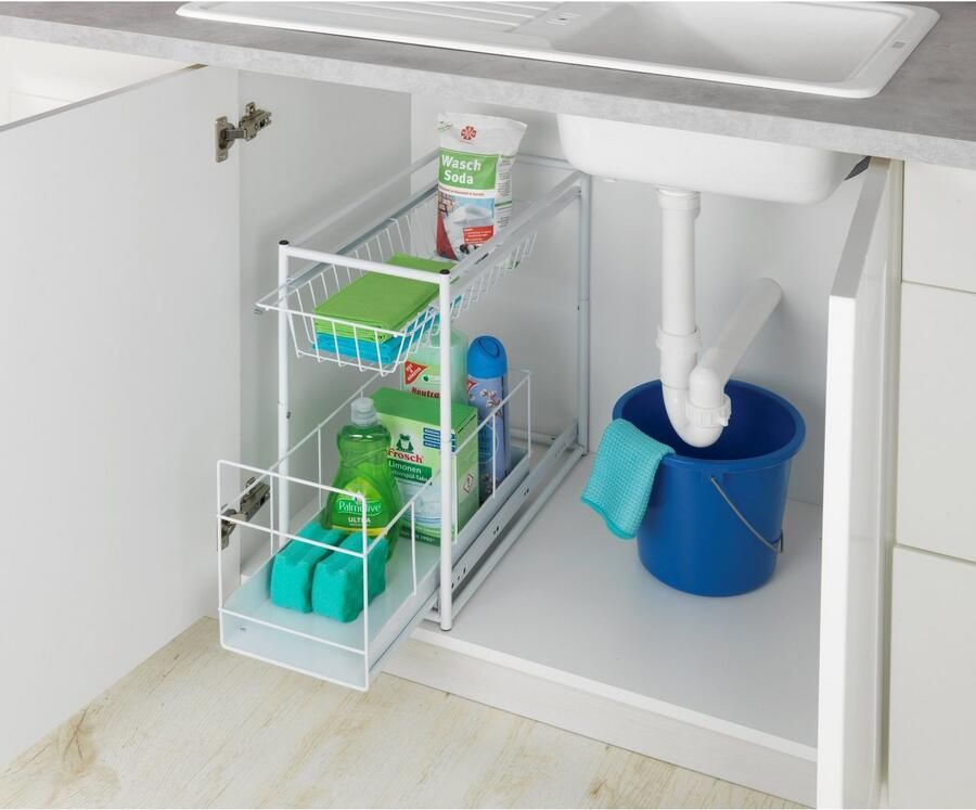 Wenko Uittrekplank Model Wanja voor meer bergruimte 2 vakken eenvoudige inbouw in keukenkasten - Foto 4