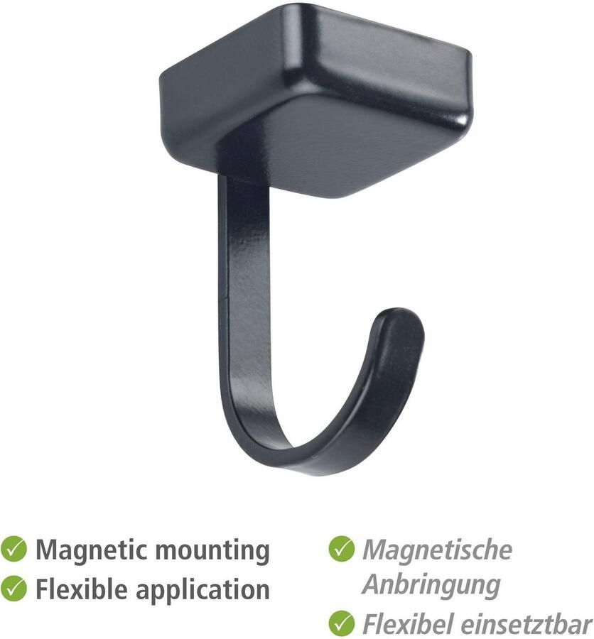 Wenko Wandhaak Model Jet magnetische haken voor de keuken zonder boren industriële stijl (6 stuks) - Foto 3