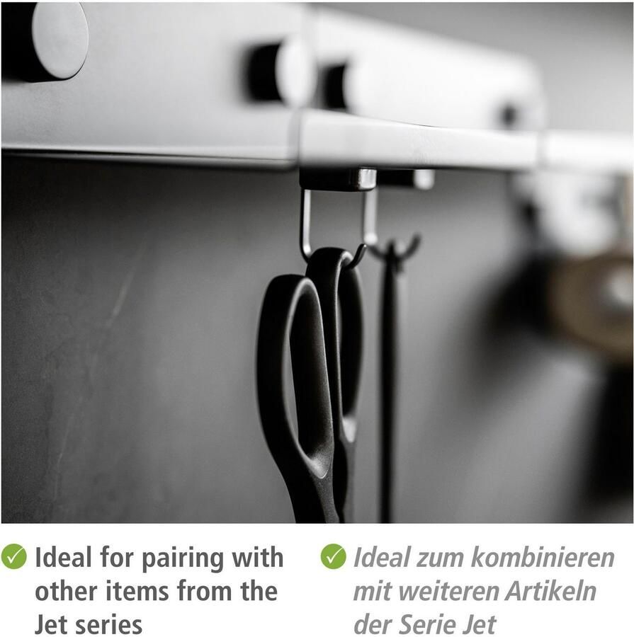 Wenko Wandhaak Model Jet magnetische haken voor de keuken zonder boren industriële stijl (6 stuks) - Foto 2