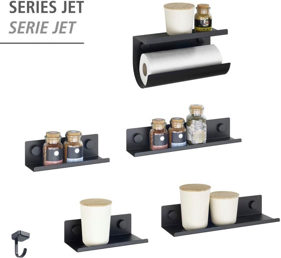 Wenko Wandhaak Model Jet magnetische haken voor de keuken zonder boren industriële stijl (6 stuks) - Foto 3