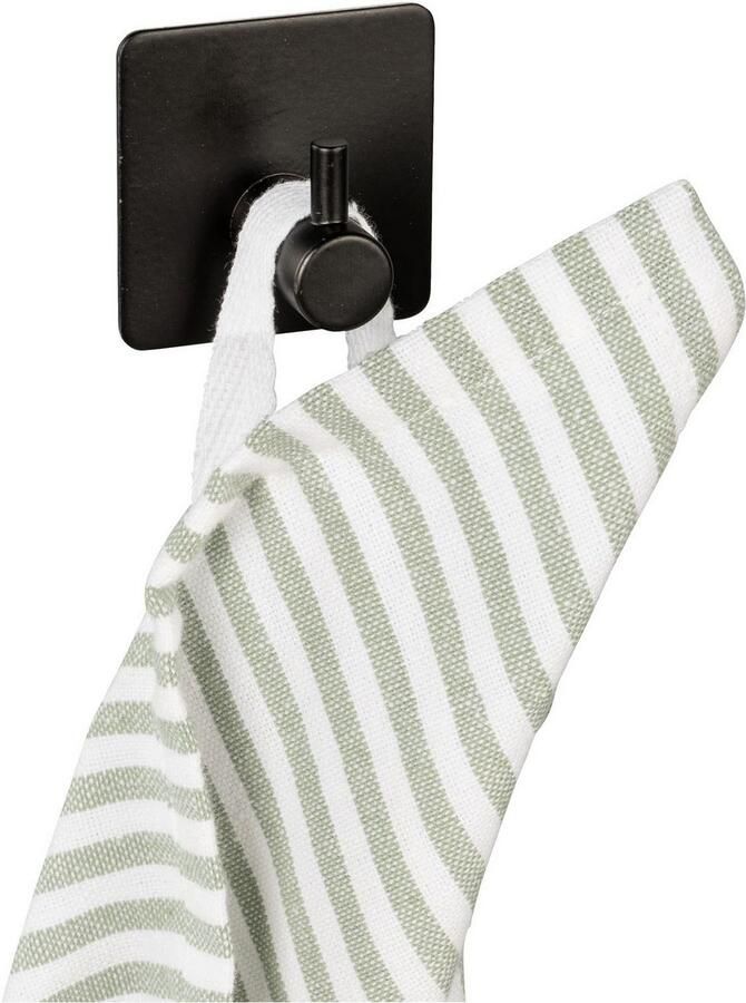 Wenko Wandhaak Model Ureo Keukenhaken voor handdoeken en vaatdoeken om te plakken roestvrij staal (set 4 stuks) - Foto 4