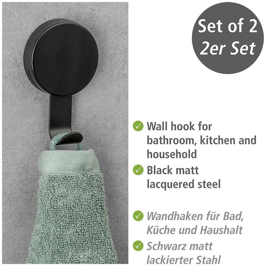 Wenko Wandhaak Static-Loc Plus Modell Pavia voor badkamer keuken en huishouden bevestigen zonder boren (set 4 stuks) - Foto 2