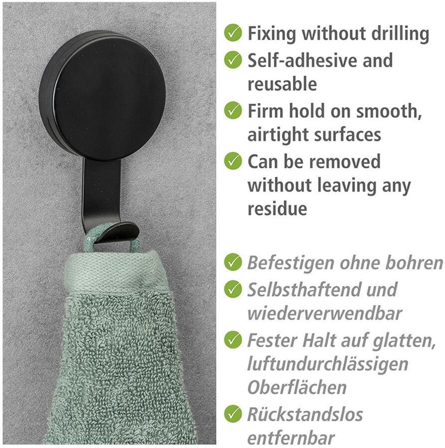 Wenko Wandhaak Static-Loc Plus Modell Pavia voor badkamer keuken en huishouden bevestigen zonder boren (set 4 stuks) - Foto 3