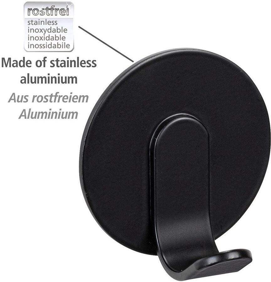 Wenko Wandhaak Turbo-Loc model Uno Bivio Plakhaak van aluminium voor badkamer en gasten-WC bevestiging zonder boren (set 3 stuks) - Foto 2