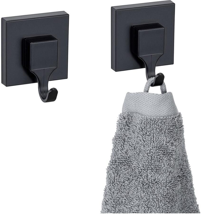 Wenko Wandhaak Vacuum-Loc model Quadro van kunststof voor handdoeken bevestiging zonder boren (set 2 stuks) - Foto 4