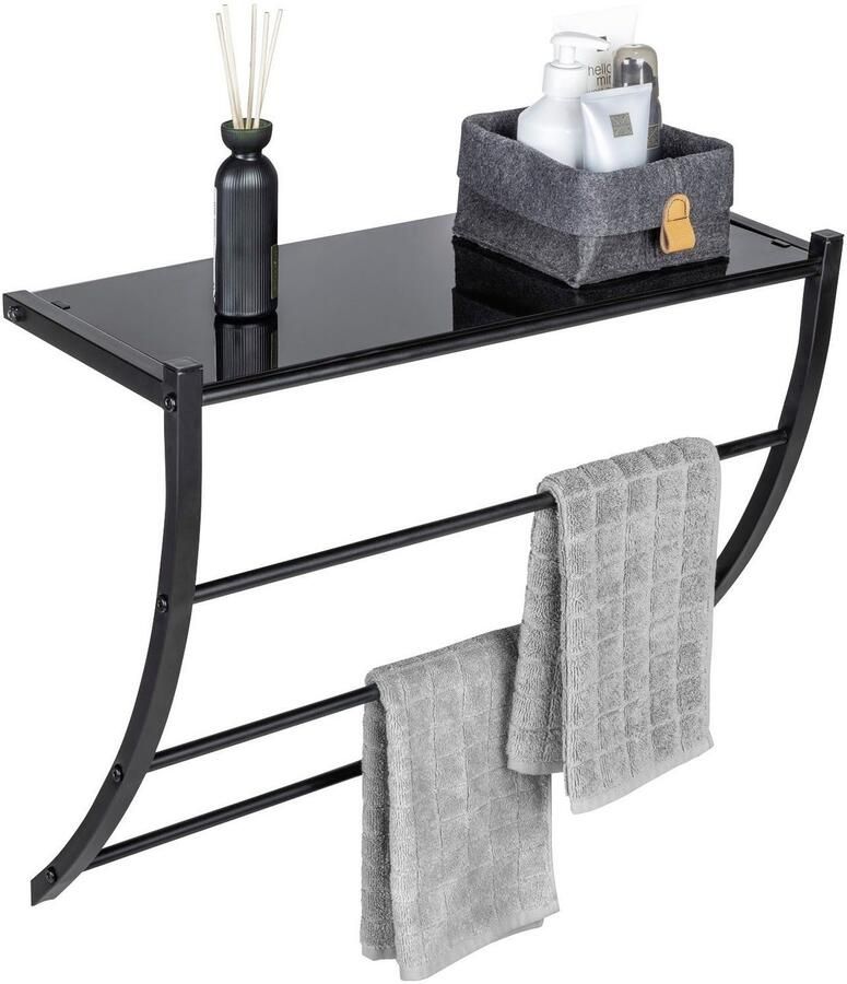 Wenko Wandplank Tarderia met glazen plank en 3 handdoekstangen - Foto 6