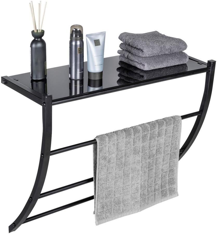 Wenko Wandplank Tarderia met glazen plank en 3 handdoekstangen - Foto 4