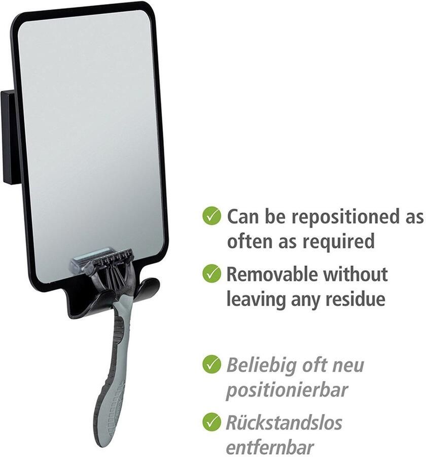 Wenko Wandspiegel Vacuum-Loc model Quadro Antivries spiegel voor de badkamer bevestiging zonder boren - Foto 3