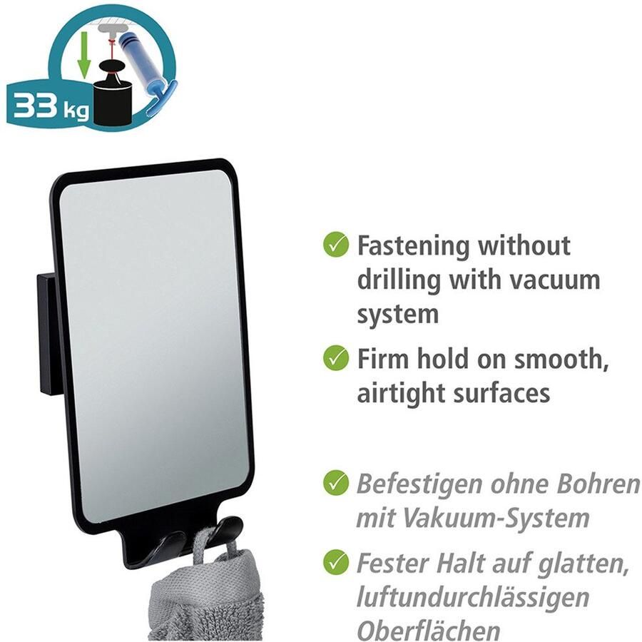 Wenko Wandspiegel Vacuum-Loc model Quadro Antivries spiegel voor de badkamer bevestiging zonder boren