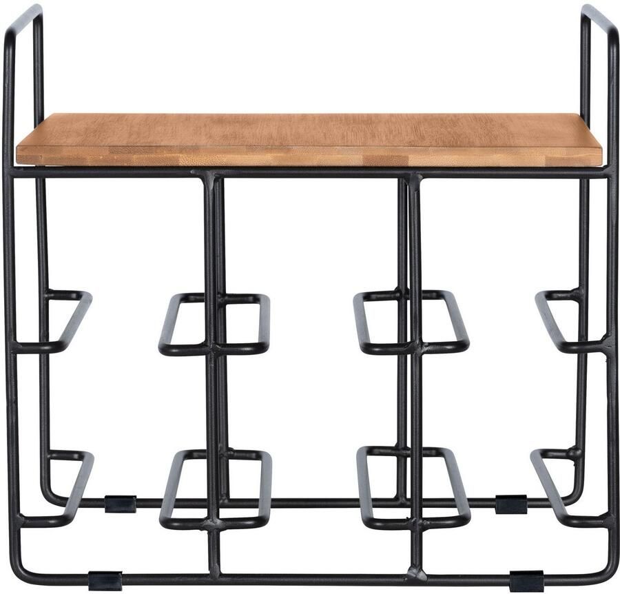 Wenko Wijnflessenhouder Model Loft Flessenrek voor 6 flessen met plank metaal en bamboe - Foto 2