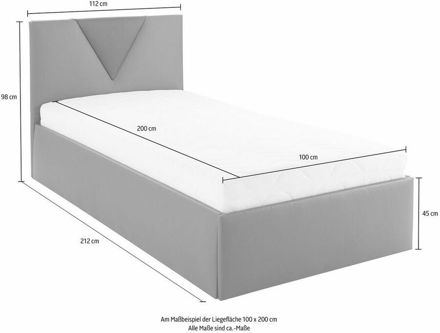 Westfalia Polsterbetten Gestoffeerd bed Malibu met bedkist bij uitvoering met matras