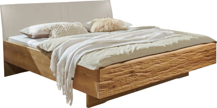 WIEMANN Futonbed Cordoba Garneringen in rifhout bekleed hoofdbord in imitatieleer champagne - Foto 4