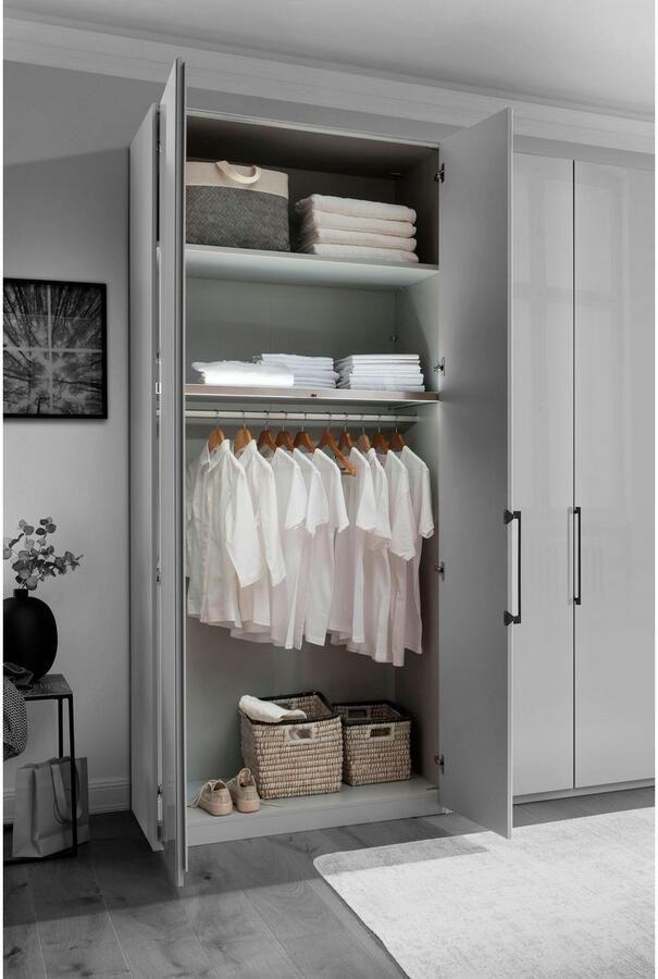 WIEMANN Draaideurkast Monaco Kledingkast Kast Linnenkast met elegant glazen front met chic glazen front en hoogwaardig beslag inclusief deurdemping - Foto 10