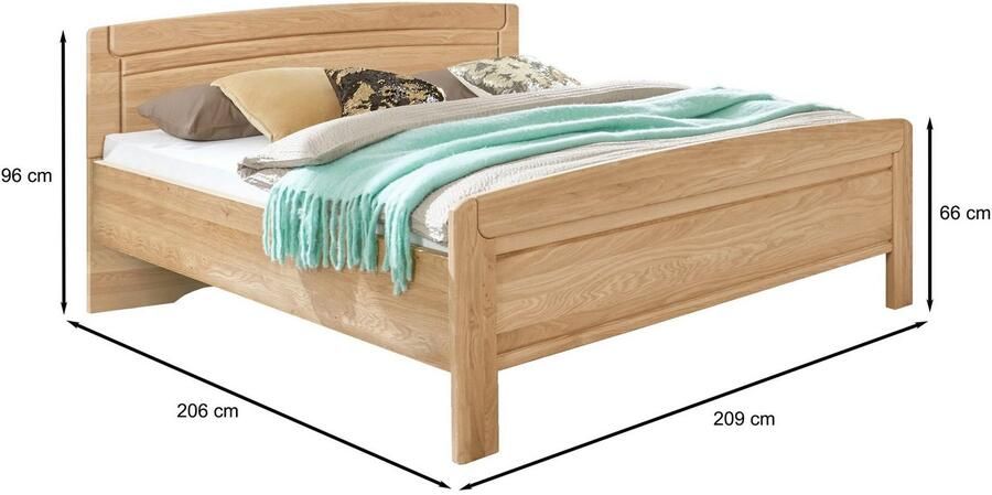 WIEMANN Houten bed Kiruna Bedframe gedeeltelijk massief eiken 4-voudige lighoogteverstelling in vele breedtes beschikbaar - Foto 4