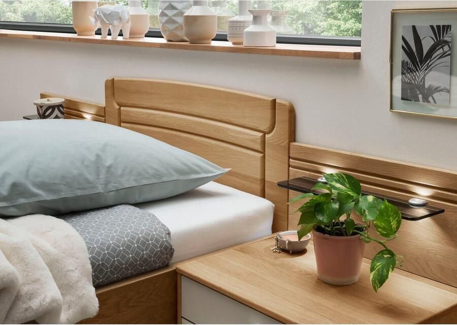 WIEMANN Houten bed Kiruna Bedframe gedeeltelijk massief eiken Hoofd- en voeteneinde van massief hout verschillende maten in comfort hoogte - Foto 2