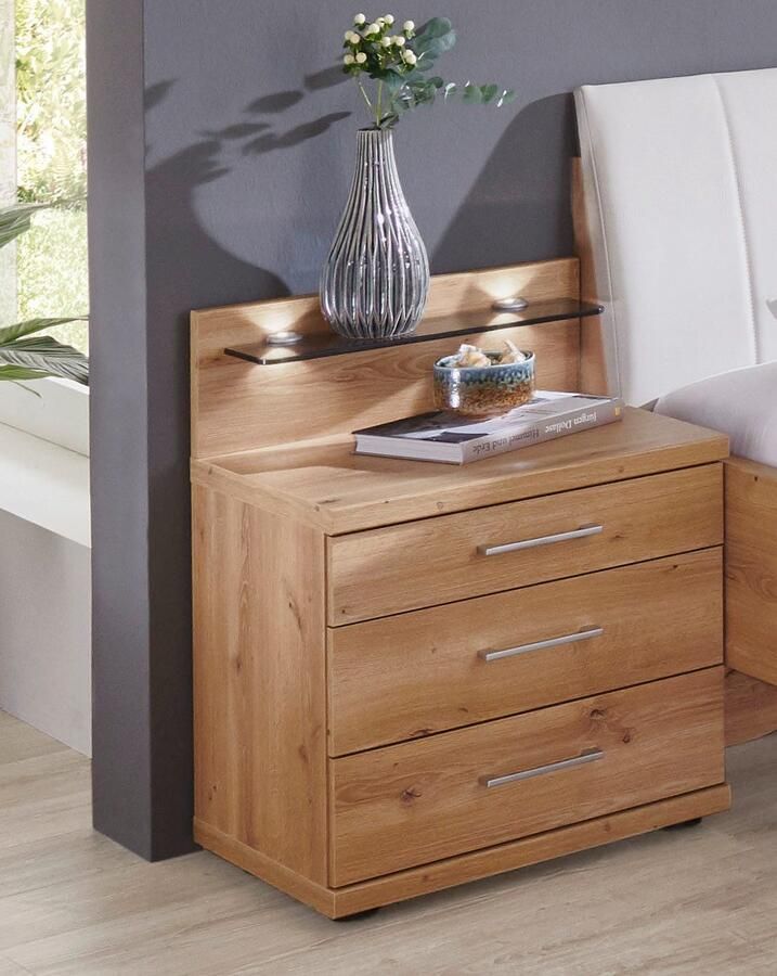 BBright B Bright Nachtkast Bienne met 3 laden 50 x 52 x 36 cm bianco eiken - Foto 3