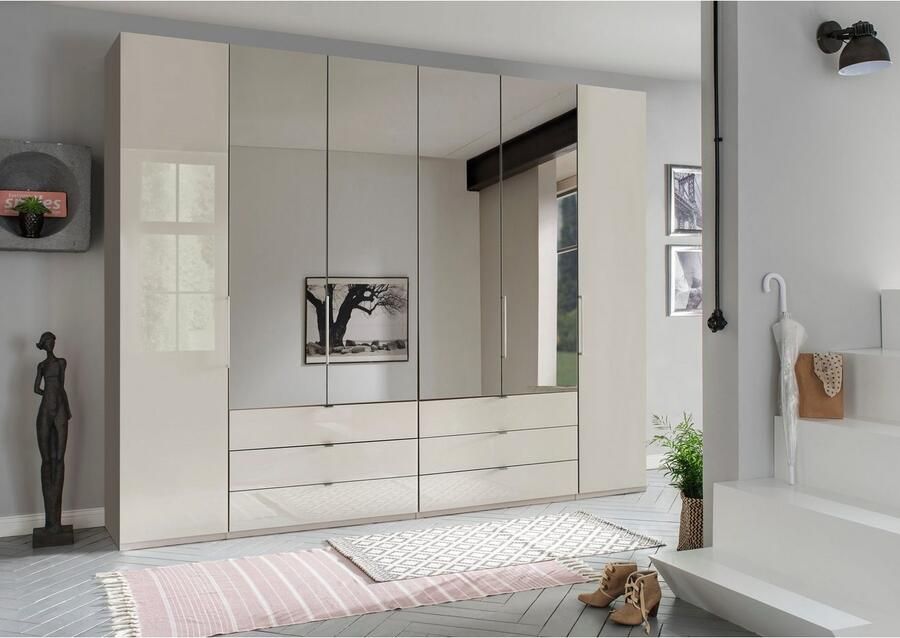 WIEMANN Vouwdeurkast Kansas Kledingkast Kast Linnenkast met glas en spiegel