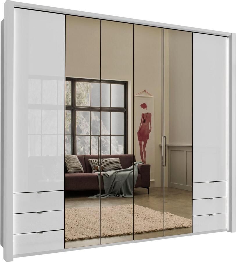 WIEMANN Vouwdeurkast Kansas Kledingkast Kast Linnenkast met glas en spiegel